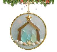 Décoration en verre de mer pour sapin de Noël - Pendentif en verre de mer côtier avec étoile de mer et coquillages pour sapin | Décoration de Noël pour fêtes de fin d'année, salon, chambre à coucher