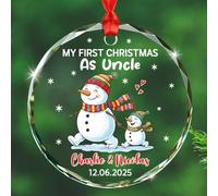 Décoration en verre « My First Christmas As Uncle » - Cadeau personnalisé de la part de nièce, neveu, bonhomme de neige pour nouvel oncle - Décoration de Noël en verre pour anniversaire, vacances