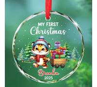 Décoration en verre « My First Christmas » - Nom et année personnalisés - Décoration de Noël pour le 1er Noël de bébé - Cadeau pour nouveau-né et nouveaux parents - Souvenir personnalisé pour fête