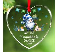 Décoration en verre « My First Hanukkah » 2025 - Cadeau personnalisé à suspendre pour sapin de Noël - Ornement de christianisme juif - Ornement de Noël personnalisé pour le 1er Noël de bébé avec nom