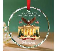 Décoration en verre personnalisée 250 ans des États-Unis, cadeau pour patriotes et amateurs d'histoire, décoration commémorative patriote pour sapin de Noël