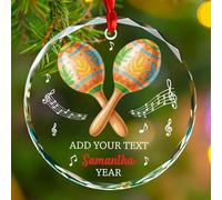 Décoration en verre personnalisée pour joueur d'instruments de maracas, cadeau pour amis, hommes et femmes, texte personnalisé année et nom de musicien, décoration de Noël souvenir musical 2025
