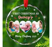 Décoration en verre personnalisée pour maman et bébé, cadeau pour la fête des mères, anniversaire, cadre photo personnalisé, décoration de Noël en verre de la part de fille, fils, mari