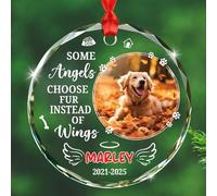 Décoration en verre « Some Angels Choose Fur Stead of Wings », décoration personnalisée en verre pour condoléances avec photo de nom de l'année, cadeau pour propriétaire de chien, perte d'un chien