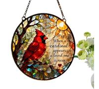 Décoration en verre teinté - Décoration commémorative cardinale en acrylique pour la maison - Oiseaux rouges - Pour grand-mère, mère, épouse, intérieur, extérieur, cour, jardin, porte, salon, chambre