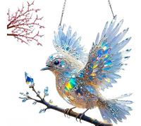 Décoration en verre teinté en cristal Bluebird - Oiseaux en acrylique - Décoration en verre teinté - Attrape-soleil en acrylique à suspendre