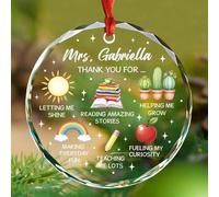 Décoration en verre « Thank You for Teacher » - Cadeau de Noël 2025 - Cadeau de Noël 2025 pour femmes et hommes - Nouveaux enseignants préscolaires - Jardin d'enfants - Nom personnalisé - Décoration