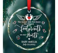 Décoration en verre « The Tiniest Little Feet Leave The Biggest Footprints On Our Hearts », décoration commémorative de Noël 2025, décoration de fausse couche personnalisée, cadeaux pour les mères et