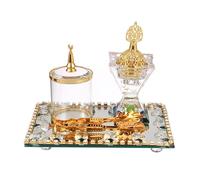 Décoration Ensemble de 4 brûleurs d'encens en Cristal doré Arabe avec Pot à épices et Pinces, brûleur Conique en résine d'encens for Le Yoga, Le Spa et l'aromathérapie pour la Maison
