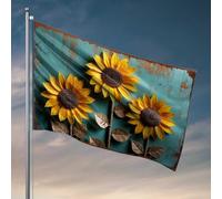 Décoration et accessoires pour grotte d'homme, tournesols dorés fleurissant sur un fond bleu rustique, cadeaux pour décoration d'intérieur, accessoires de salle de jeux (120 x 180 cm)