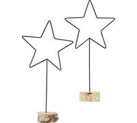 Décoration étoile noire sur bois - 60cm, set de 2, élégante
