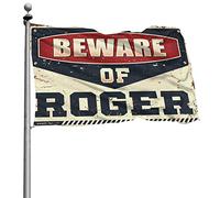 Décoration extérieure amusante Beware Of Roger Flag Décoration pour chambre d'homme (60 x 90 cm)