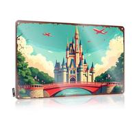 Décoration extérieure amusante château magique avec pont rouge et avions volant au-dessus de panneau en étain signe sarcastique drôle (20 x 30 cm)