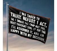Décoration extérieure amusante Reflect Before Reacting: A Bold Reminder To Think Twice! Drapeau pour chambre d'université Décoration de chambre d'homme (60 x 90 cm)
