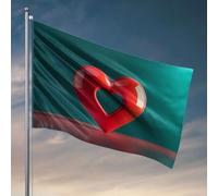 Décoration extérieure amusante Un grand cœur rouge avec un drapeau découpé plus petit drapeau pour dortoir, panneaux de piscine et décoration extérieure (60 x 90 cm)