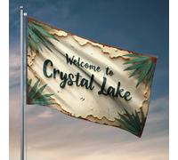 Décoration extérieure amusante Welcome To Crystal Lake : A Tropical Adventure Awaits! Drapeau pour chambre à coucher Drapeaux de jardin amusants (30 x 45 cm)