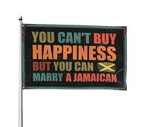 Décoration extérieure amusante « You Can'T Buy Happiness But You Can Marry A Jamaican Flag » Décoration de chambre pour homme (152 x 244 cm)