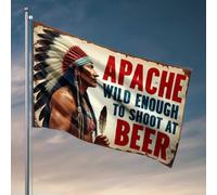 Décoration extérieure de bar Apache Chief : Wild Enough To Shoot At Beer Flag Decore pour chambre à coucher (152 x 244 cm)