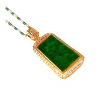 Décoration Extérieure Halloween Collier pendentif fortune verte en forme de bouclier de paix et longévité Jingshan Phnom Penh Feng Shui Wealth Position (Green, 41-50cm)