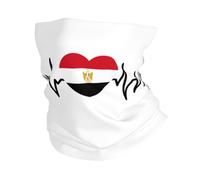 Décoration Faciale Battements De Cœur Égyptiens J'aime L'Égypte Drapeau en Forme De Cœur Multifonctionnel Écharpe Demi-Visage Respirant Bandana pour Cyclisme Ski Femme