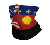 Décoration Faciale Drapeau des États-Unis, De L'Amérique Et De La Guadeloupe Cache Cou Respirant Couvre-Chef Anti-UV Écharpe pour Adulte Jogging Randonnée 25X50CM