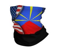 Décoration Faciale Drapeau des Réunionnais des États-Unis, De L'Amérique Et De L'Île De La Réunion Écharpe Anti-UV Balaclava Durable Couvre-Chef pour Adulte Jogging Randonnée 25X50CM