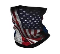 Décoration Faciale Drapeau Vintage De La République Française De La France Et De L'Amérique Écharpe Multi-Usage Couvre-Chef Anti-UV Cache Cou pour Adulte Jogging Randonnée 25X50CM