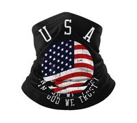 Décoration Faciale en Dieu Nous Croyons Christianisme Patriotique 4 Juillet Drapeau des États-Unis Écharpe Multi-Usage Couvre-Chef Respirant Balaclava pour Cyclisme Jogging Adulte 25X50CM