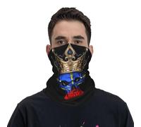 Décoration Faciale Île De La Réunion Drapeau des Réunionnais Couronne Crâne Balaclava Anti-UV Cache Cou Respirant Écharpe pour Adulte Jogging Randonnée 25X50CM