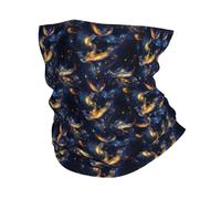 Décoration faciale Imprimé Phénix Bleu doré Respirant Protection du Visage Élastique Echarpe Gaiter pour Moto Adulte 26X30cm