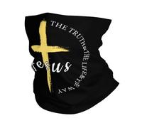Décoration Faciale Jésus-Christ Le Chemin La Vérité La Vie Cache Cou Respirant Balaclava Antidérapant Couvre-Chef pour Adulte Jogging Randonnée 25X50CM