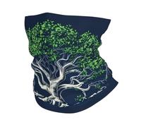 Décoration faciale Labyrinthe de l'arbre de Vie Mystère de la Nature Bleu Imprimé Protection du Visage Respirant Bandana pour Jogging Sports 26X30cm