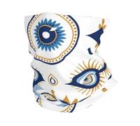 Décoration faciale Mauvais œil Mystique bohème géométrique Luxe Bleu Blanc Anti-UV Écharpe Demi-Visage Unisexe Echarpe Gaiter pour Yoga Sports 26X30cm