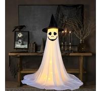 Décoration fantôme d'Halloween avec lumières LED - Décorations d'extérieur effrayantes pour porche, cour, jardin - Lumières fantômes effrayantes d'intérieur pour fête à la maison