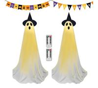 Décoration fantôme éclairée, fantômes lumineux grands, fantôme d'éclairage d'Halloween pour la fête, 2 grands fantômes pour l'extérieur, fantômes mignons pour la fête d'Halloween