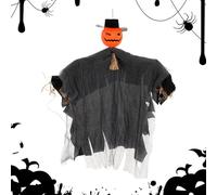 Décoration fantôme | Épouvantail effrayant pour la terrasse | Épouvantail d'Halloween avec tête rotative et bras flexibles pour clôture, plafond, arbre, pelouse, jardin, balcon