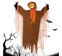 Décoration fantôme volante-Prop Halloween animée, figure suspendue sur le thème de l'horreur | Tête de citrouille à rotation éclairée spectrale avec son effrayant, créature effrayante pour les invités