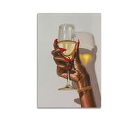 Décoration féminine africaine noire pour la maison, peinture à la maison, acclamations féminines, impression rustique, dame vin, portrait de fille, affiche de vin de fille, art sur toile, art mural