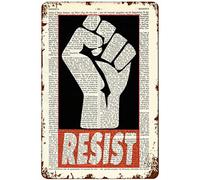 Décoration féministe résistante à la motivation, impression politique, affiche politique féministe, panneau en étain vintage, art chic, décorations murales en métal amusantes, cadeau 15,2 x 20,3 cm