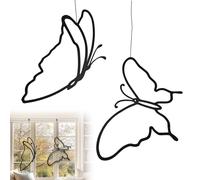 Décoration Fenêtre Papillon à Suspendre Line Art, Ornement Noir PLA, Design Mural Moderne, Déco Printemps pour Vitre, Salon, Chambre, Cuisine, Terrasse Couverte, Vitrine, Maison et Bureau Intérieur