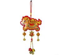 Décoration festive à suspendre pour le Nouvel An chinois 2026 avec cheval porte-bonheur, danse du lion et personnage Fu pour décoration de vacances (A)