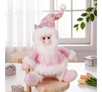 Décoration festive en peluche à suspendre avec des paillettes roses avec des figurines de Père Noël, bonhomme de neige et renne (A)