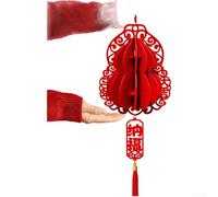 Décoration festive sur le thème des chevaux et des lanternes pour décoration du Nouvel An chinois avec motifs symboliques et feutre floqué texturé (B)