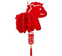 Décoration festive sur le thème des chevaux et des lanternes pour décoration du Nouvel An chinois avec motifs symboliques et feutre floqué texturé (C)