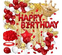 Décoration fête Anniversaire Or Rouge Ballon Kit, Bannière Joyeux Anniversaire, RougeRideau, Confettis Or Rouge Ballon, Ballons étoile Coeur, pétale pour13e15e18e 19e 20e 21e26e 30e40e