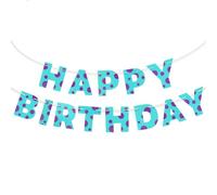 Décoration Fête d'Anniversaire Dessin Animé, Pré-Montée Bannière Joyeux Anniversaire Monstre Bleu et Violet Lettres à Suspendre Toile Fond Décoration Murale pour Fête d'Enfants Garçons