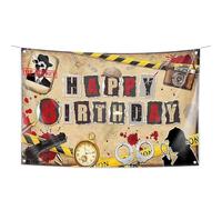 décoration fête détective mystère thème agent secret bannière fond accessoires anniversaire enquête