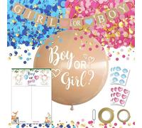 Décoration Fête Révélation Genre avec Bannière Lettres Revelation Fille ou Garçon Set Ballon Gender Reveal confettis rose et bleu Tableau Gender Reveal Révélation du Genre poster et autocollants vote