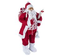 Décoration figurine Père Noël debout - H. 124 cm - Rouge