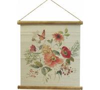 Décoration florale Tableau mural en bois Tapis de bambou Décoration murale avec corde de jute H44 x L42cm pour le salon